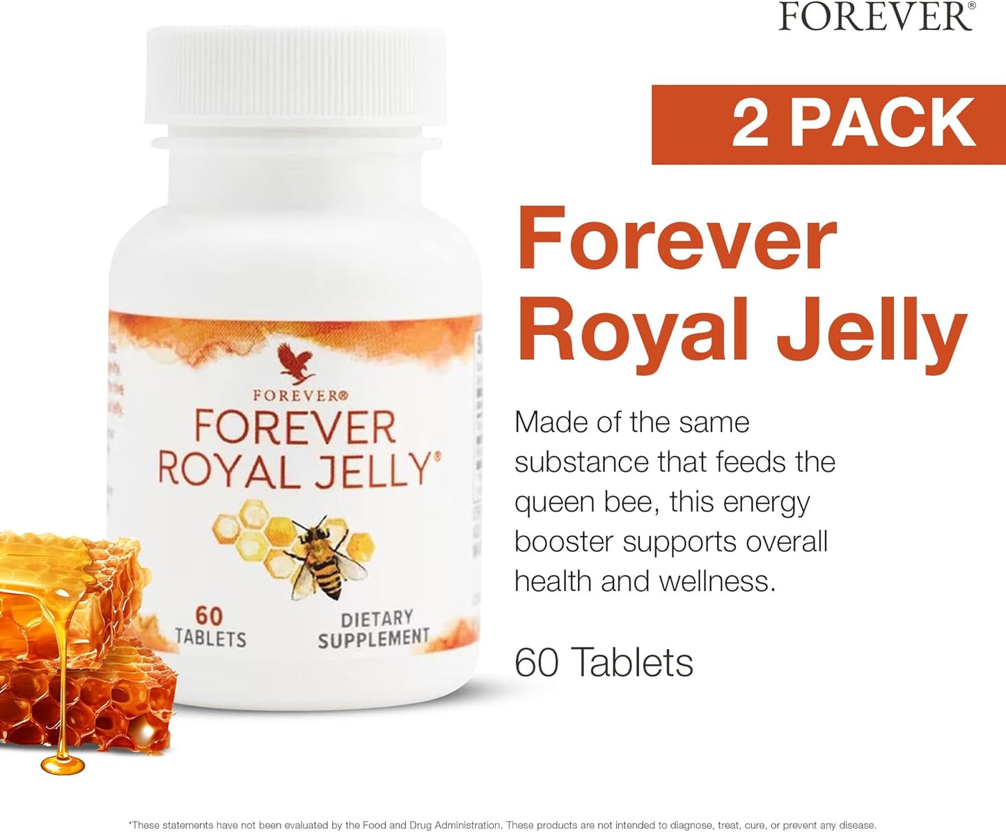 Forever Living - Royal Jelly - Vegetarian-Friendly and Gluten-Free Supplement for Energy and Vitality - 2 Bottles