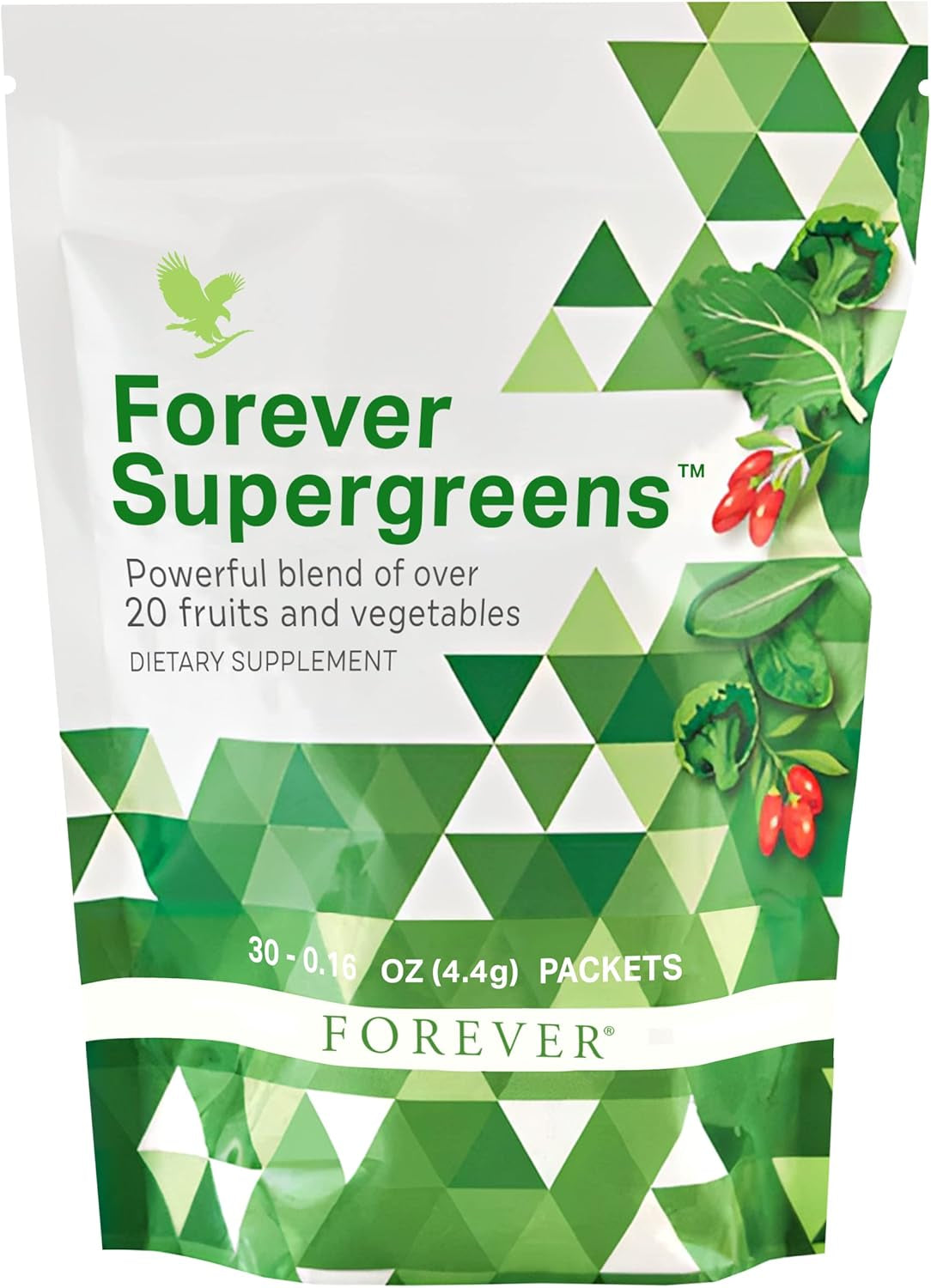 Forever Living - Forever Supergreens - Blend for Your Active Lifestyle - Supercharge Your Day W/Over 20 Powerful Greens and Superfoods. - 30 Packets