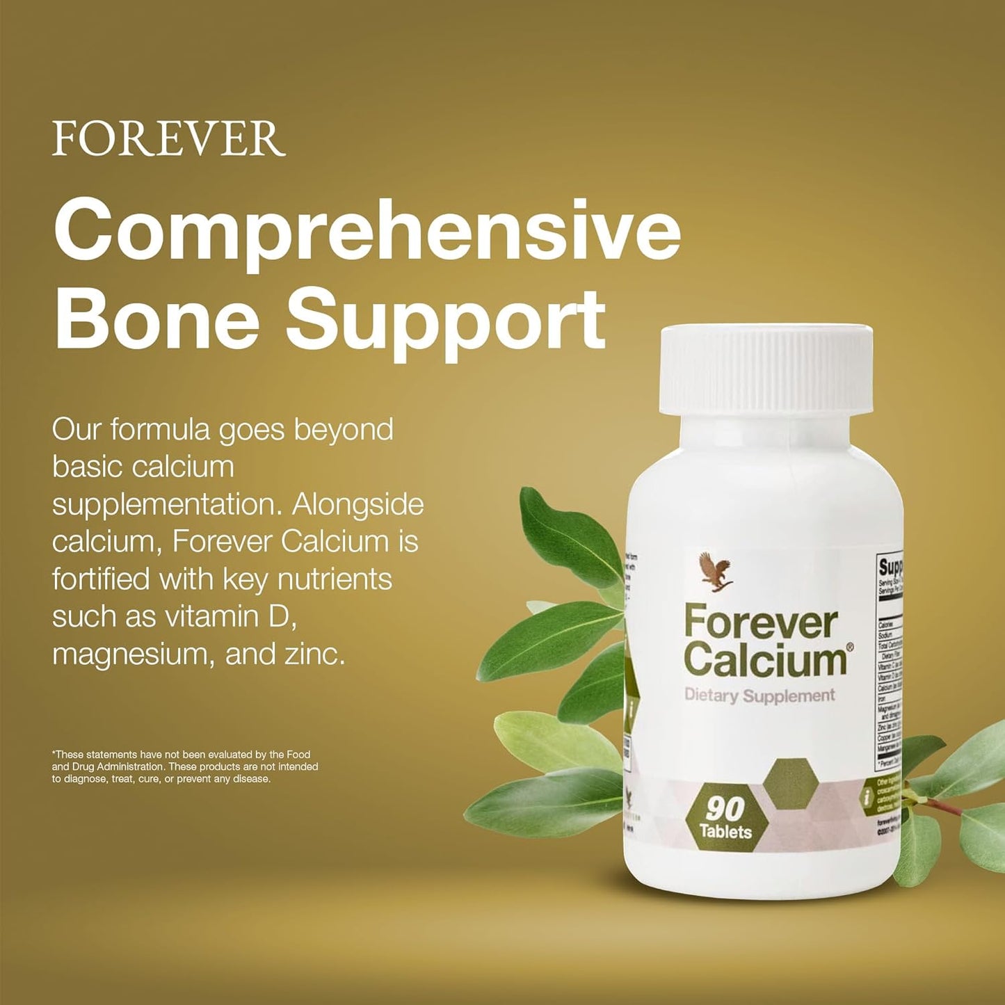 Forever Living - Forever Calcium® - Optimal Bone Health Support - Gluten-Free - Di-Calcium Malate Blend, Vitamin D, Magnesium, and Zinc - 120 Tablets
