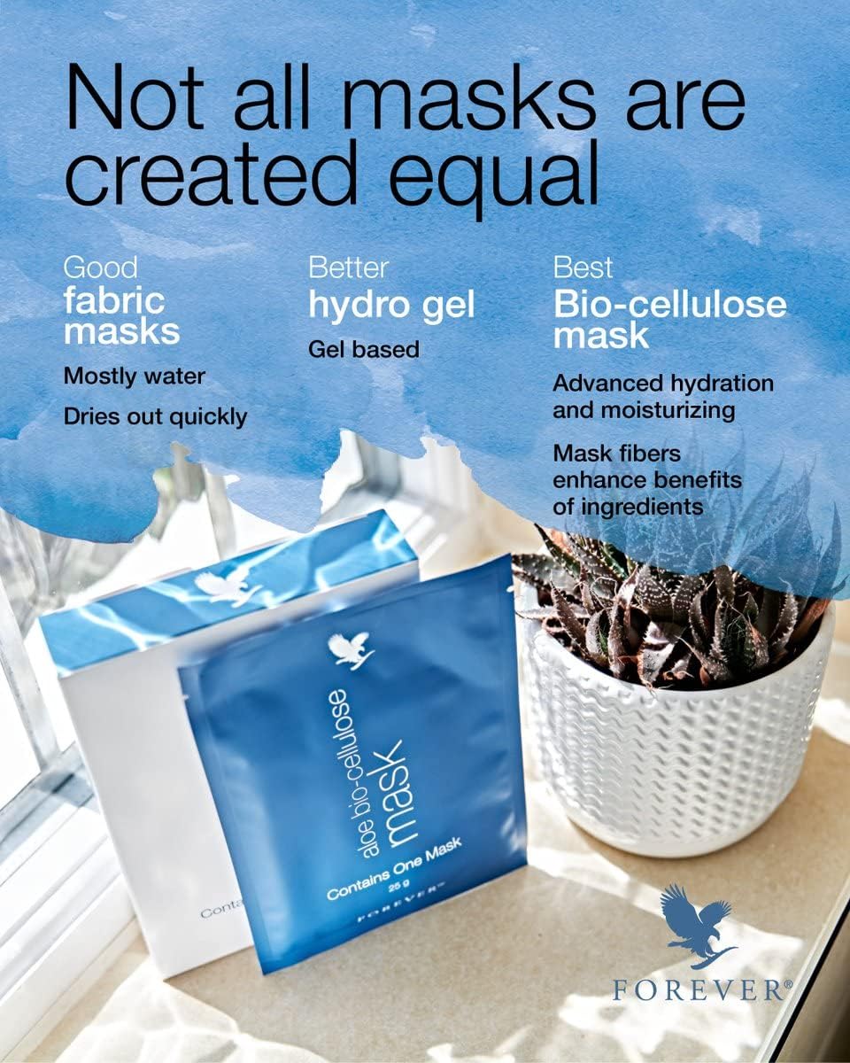 zz 018 A Forever Living Aloe Bio-Cellulose Mask - Deep Moisturising Aloe Vera Face Mask with Horse Chestnut & Seagrass