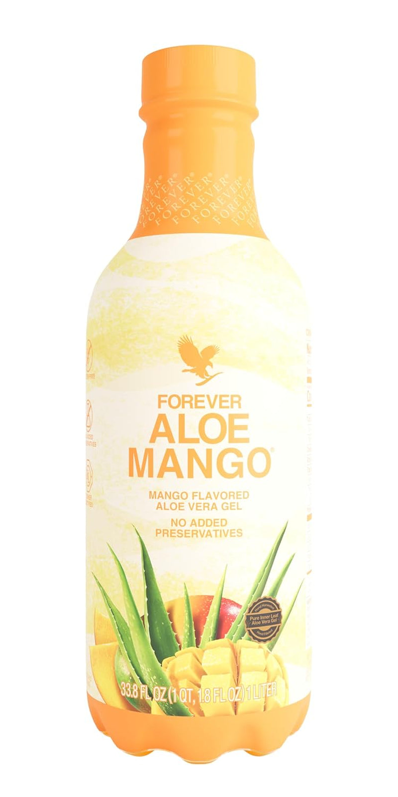 Forever Living - Forever Aloe Mango - Pure Aloe Vera Gel Infused with Mango - Gluten-Free and Vegan with Added Vitamin C - 1 Liter