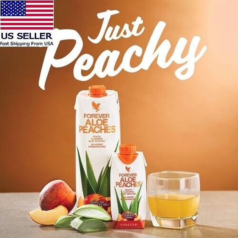 Forever Aloe Peaches Mini Juice Gel Kosher Halal All Natural 330Ml X 12 Pack