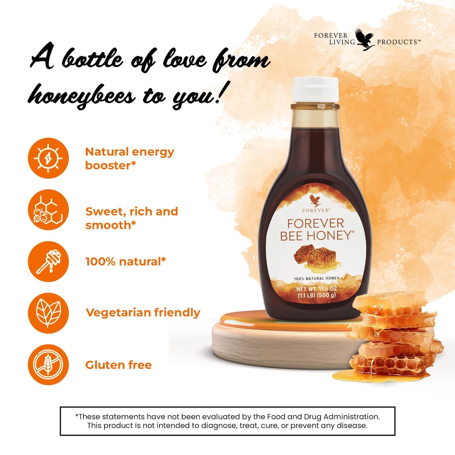 Forever Living - Bee Honey - Responsibly Harvested Mountain Honey with Rich, Smooth and Complex Flavor - Gluten-Free - 17.6 Oz