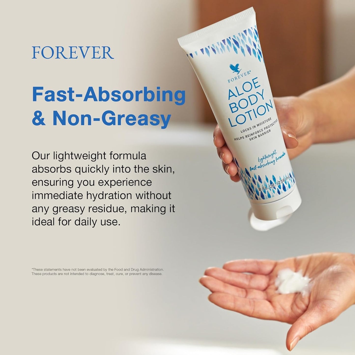 Forever Living - Aloe Body Lotion - Fast-Absorbing and Hydrating Moisturizer for Youthful Skin - Vegan and Gluten-Free - Light Floral Scent - 8 Fl Oz