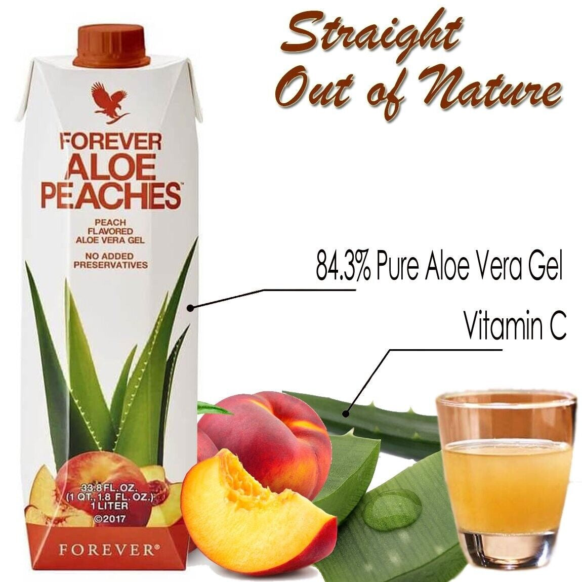 Forever Aloe Peaches Mini Juice Gel Kosher Halal All Natural 330Ml X 12 Pack
