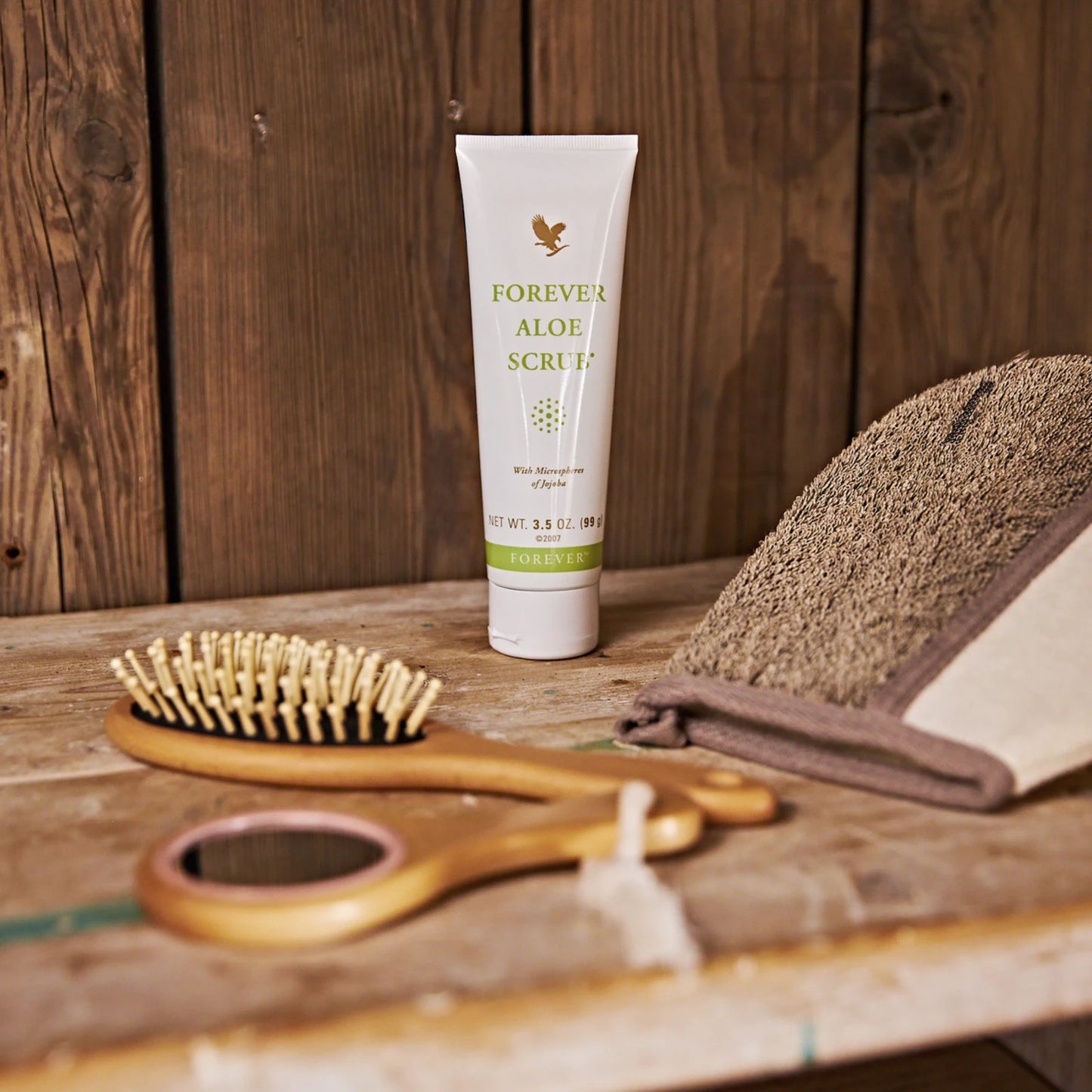 Forever Aloe Scrub: Gentle Exfoliation w/ Jojoba Microspheres, Vegan Body Scrub, Aloe Vera Gel, 3.5oz – Radiant Renewal for Luminous Complexion