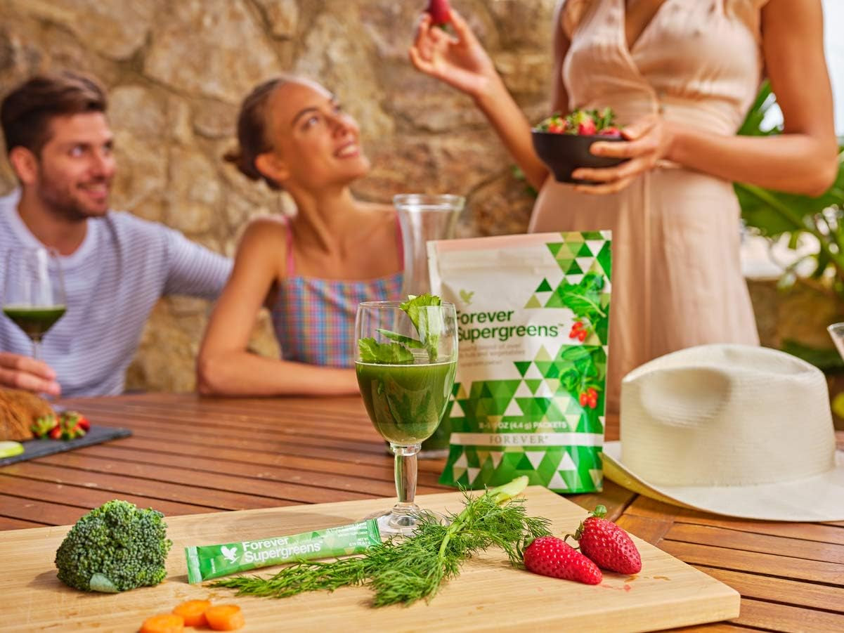 Forever Living - Forever Supergreens - Blend for Your Active Lifestyle - Supercharge Your Day W/Over 20 Powerful Greens and Superfoods. - 30 Packets