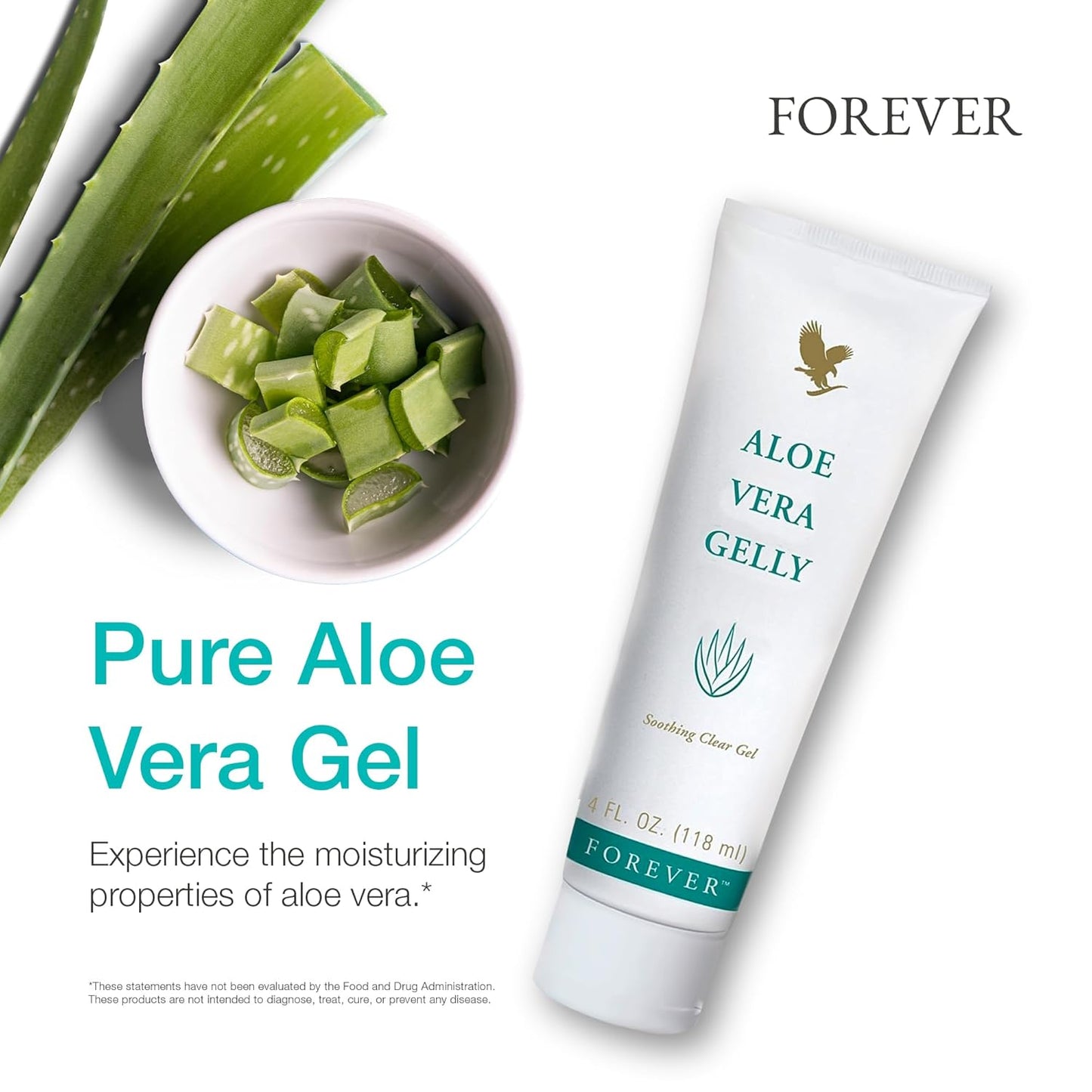 Forever Living - Aloe Vera Gelly - Pure Aloe Gel for Soothing and Moisturizing Skin, Non-Staining and Fast-Absorbing, Vegan and Gluten-Free, 4 Fl Oz