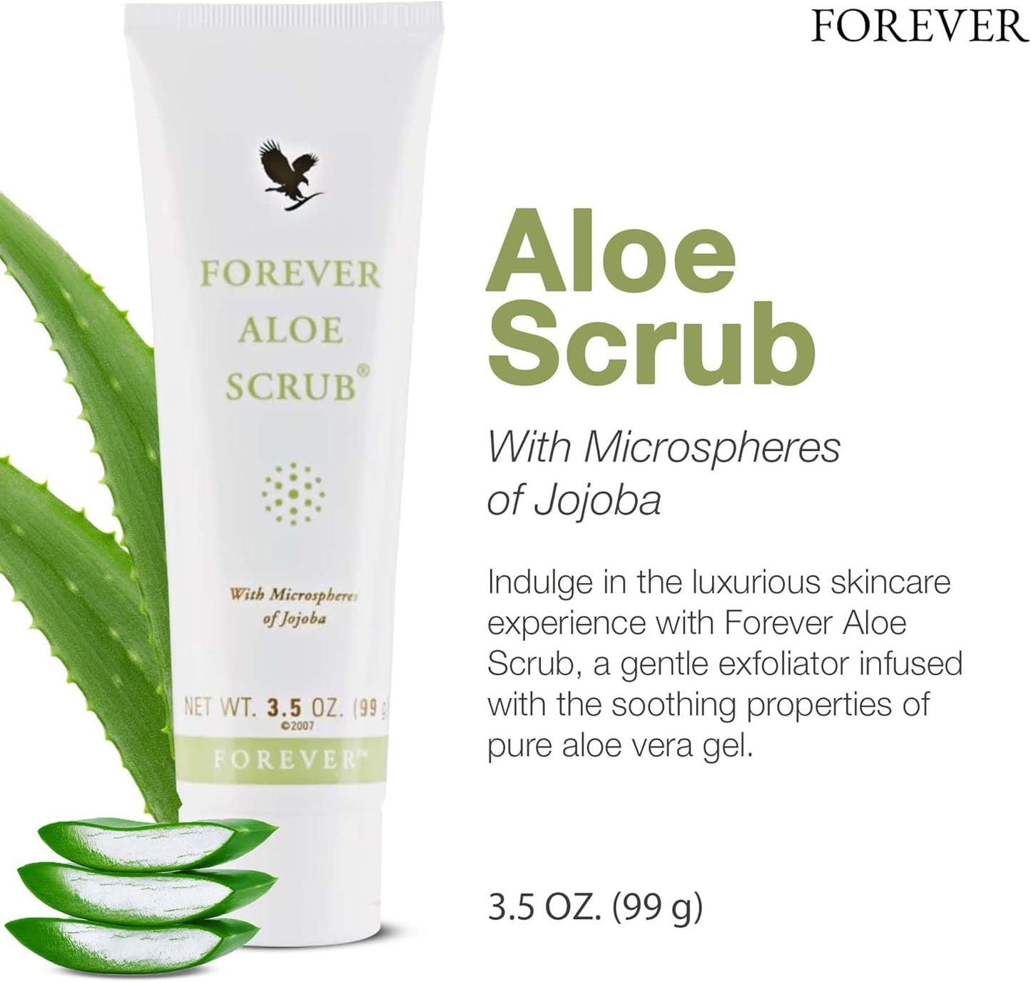 zz 022 A Forever Living - Forever Aloe Scrub® - Gentle Exfoliation with Jojoba Microspheres - Vegan-Friendly Body Scrub - Aloe Vera Gel Conditioning - 3.5 Oz