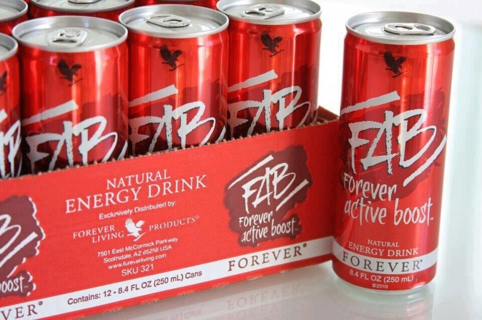 Forever Living FAB (Forever Active Boost) Energy Drink 8.4 Fl.Oz (12 Cans)