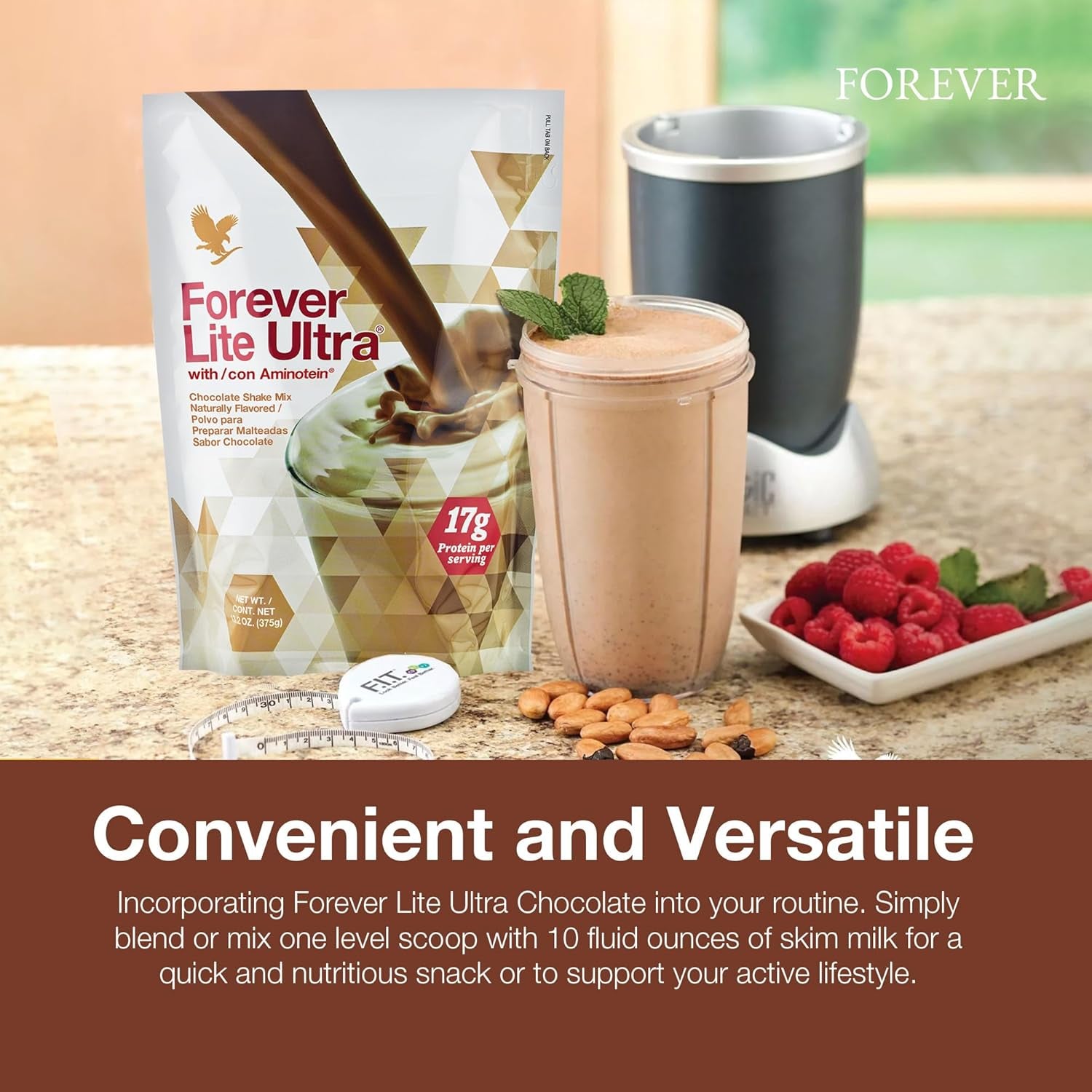 zz 005 Forever Living - Lite Ultra Chocolate Protein Shake Mix with Aminotein, Low Carb Drink for Lean Muscle Mass, 13.2 Oz