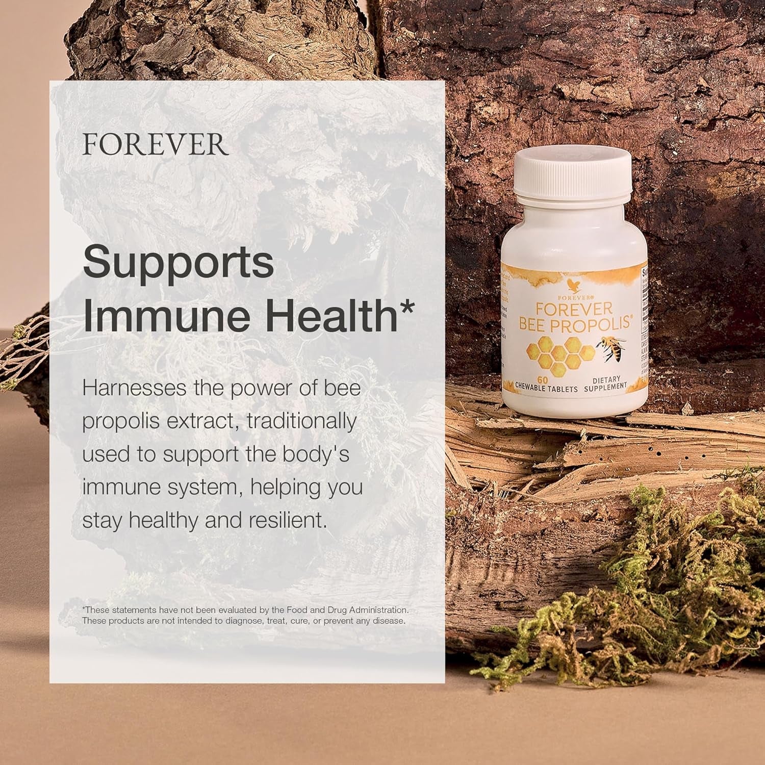 Forever Living - Bee Propolis Chewable Tablets - Immune Support with Bee Propolis and Flavonoids - 60 Tablets