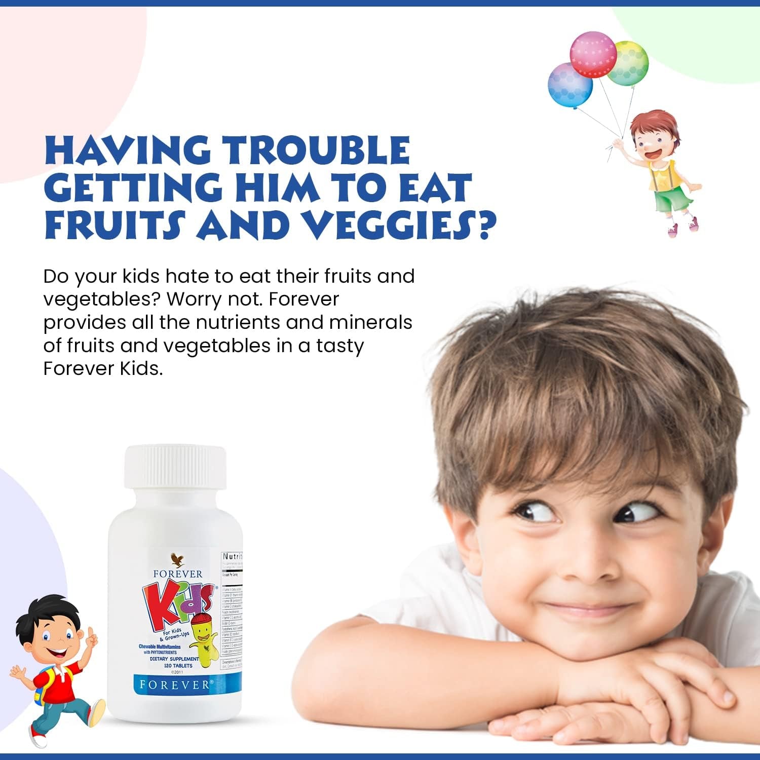 zz 032 A Forever Living - Kids Chewable Multivitamin - Grape Flavor for Healthy Growth and Development - No Artificial Flavors - 120 Tablets (Pack of 2)