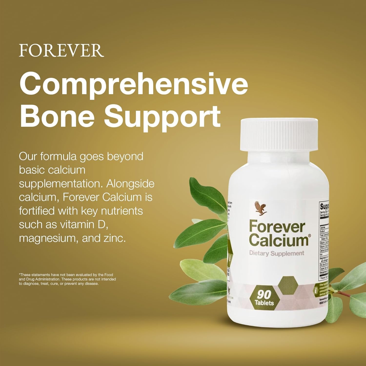 Forever Living - Forever Calcium® - Optimal Bone Health Support - Gluten-Free - Di-Calcium Malate Blend, Vitamin D, Magnesium, and Zinc - 120 Tablets