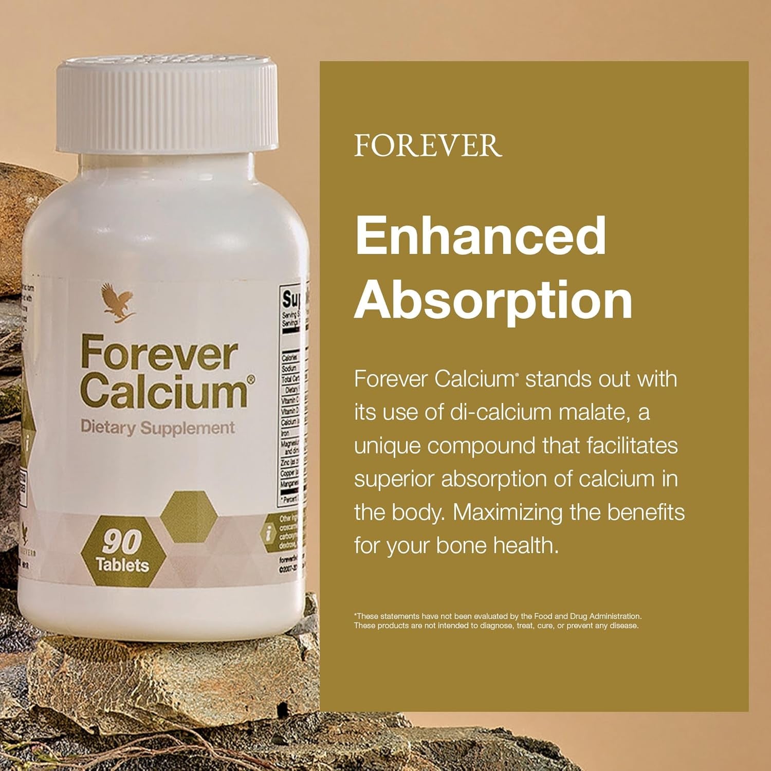 Forever Living - Forever Calcium® - Optimal Bone Health Support - Gluten-Free - Di-Calcium Malate Blend, Vitamin D, Magnesium, and Zinc - 120 Tablets