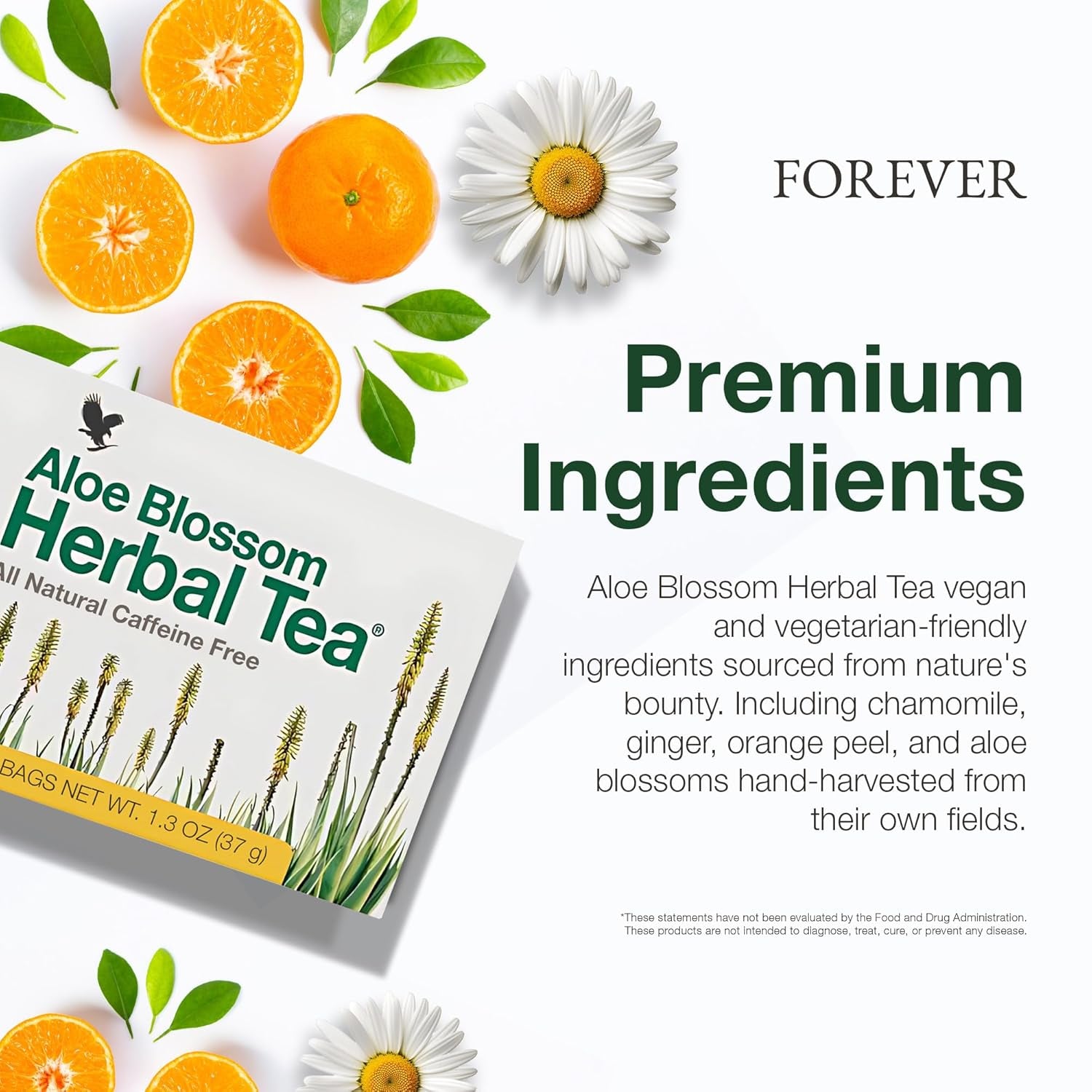 Forever Living - Aloe Blossom Herbal Tea - Caffeine-Free for Balance and Wellness - Vegan and Gluten-Free - Hot or Iced - Zero Calories - 1.3 Oz