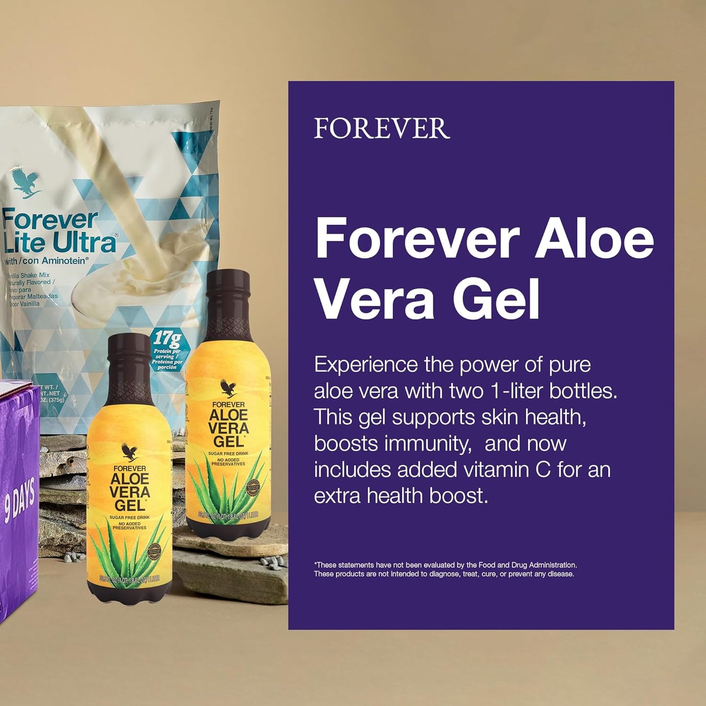 C9 Aloe Vera Gel Vanilla Forever Living & Ultra Cleanse Kit with Plant Protein, Thermogenic Blend, Garcinia, Fiber, Shake Mix for Detox & Self-Care