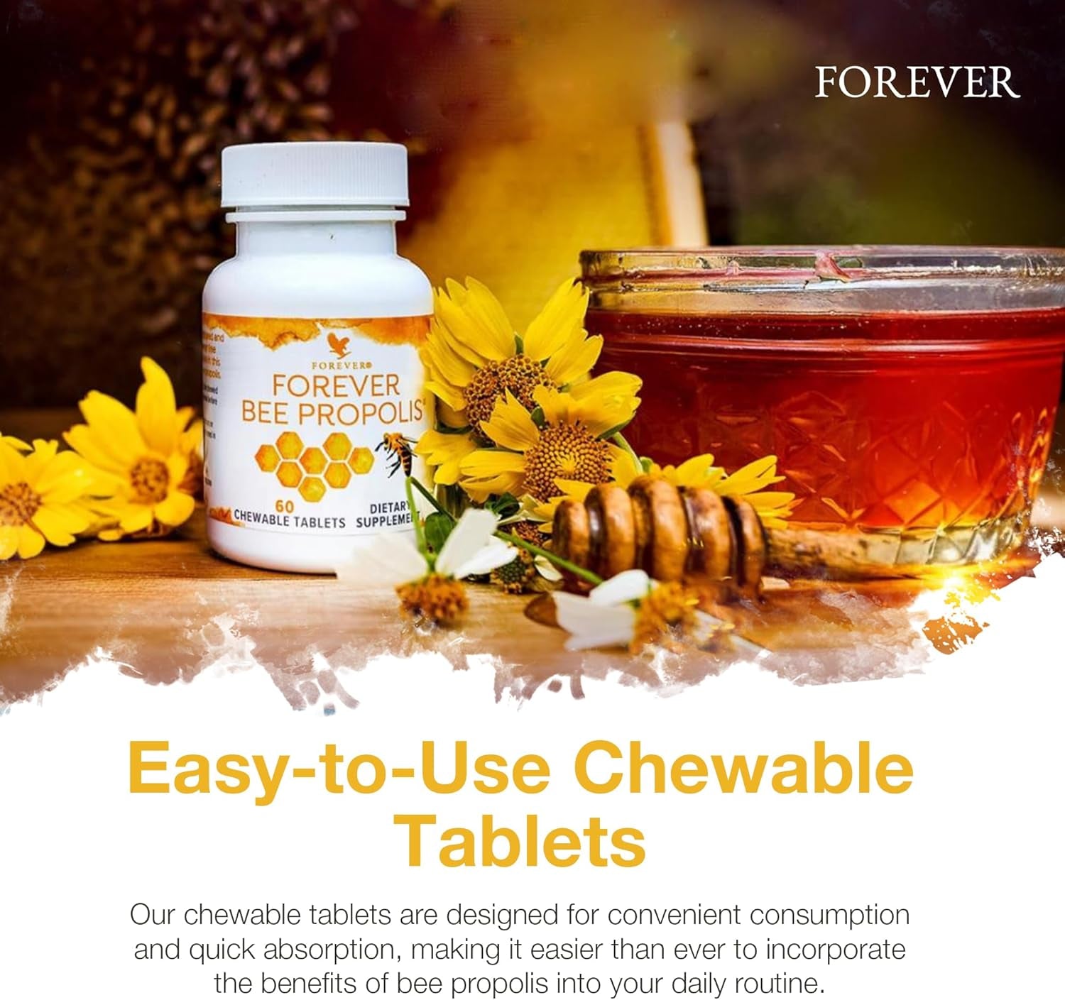 Forever Living - Bee Propolis Chewable Tablets - Immune Support with Bee Propolis and Flavonoids - 60 Tablets