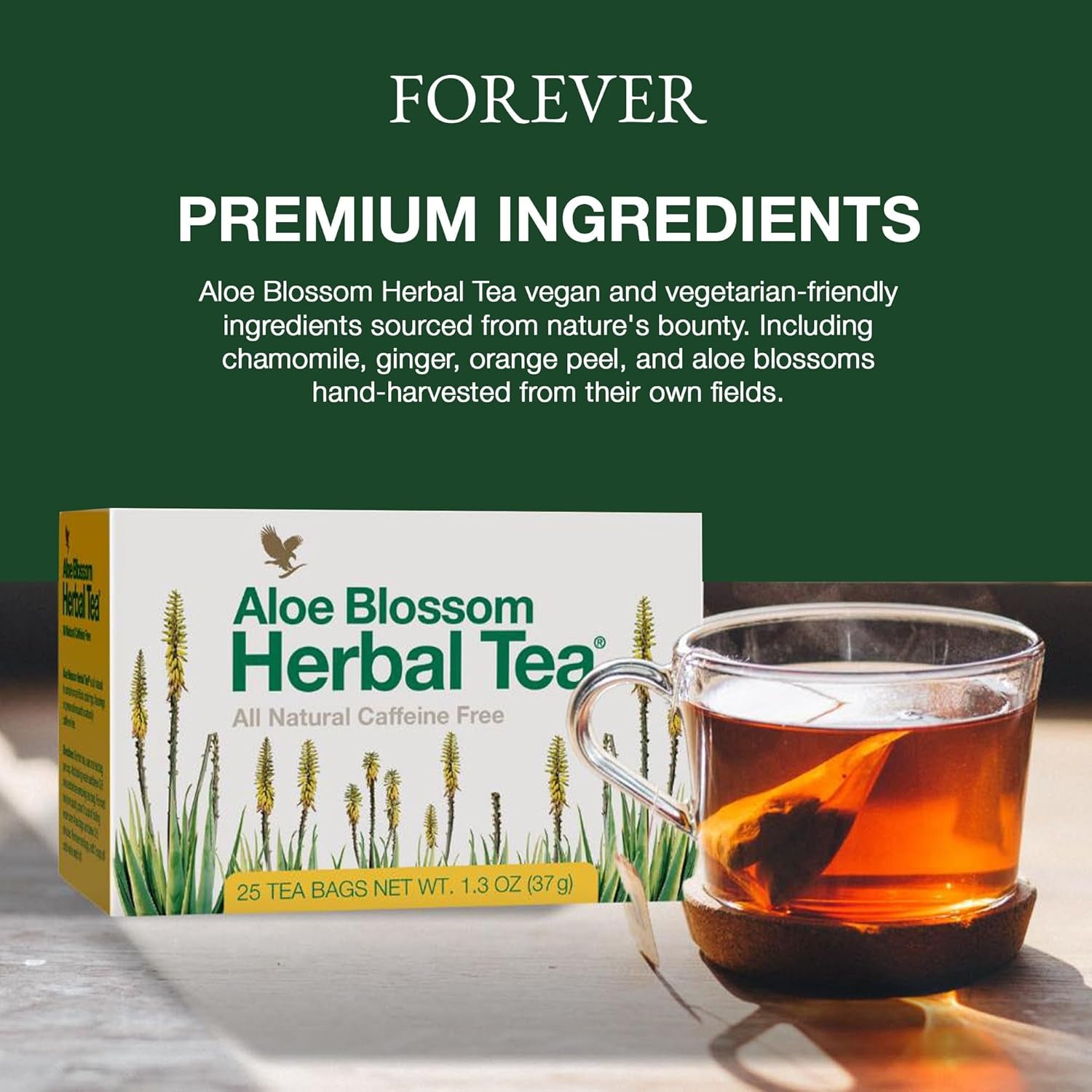 Forever Living - Aloe Blossom Herbal Tea - Caffeine-Free for Balance and Wellness - Vegan and Gluten-Free - Hot or Iced - Zero Calories - 1.3 Oz